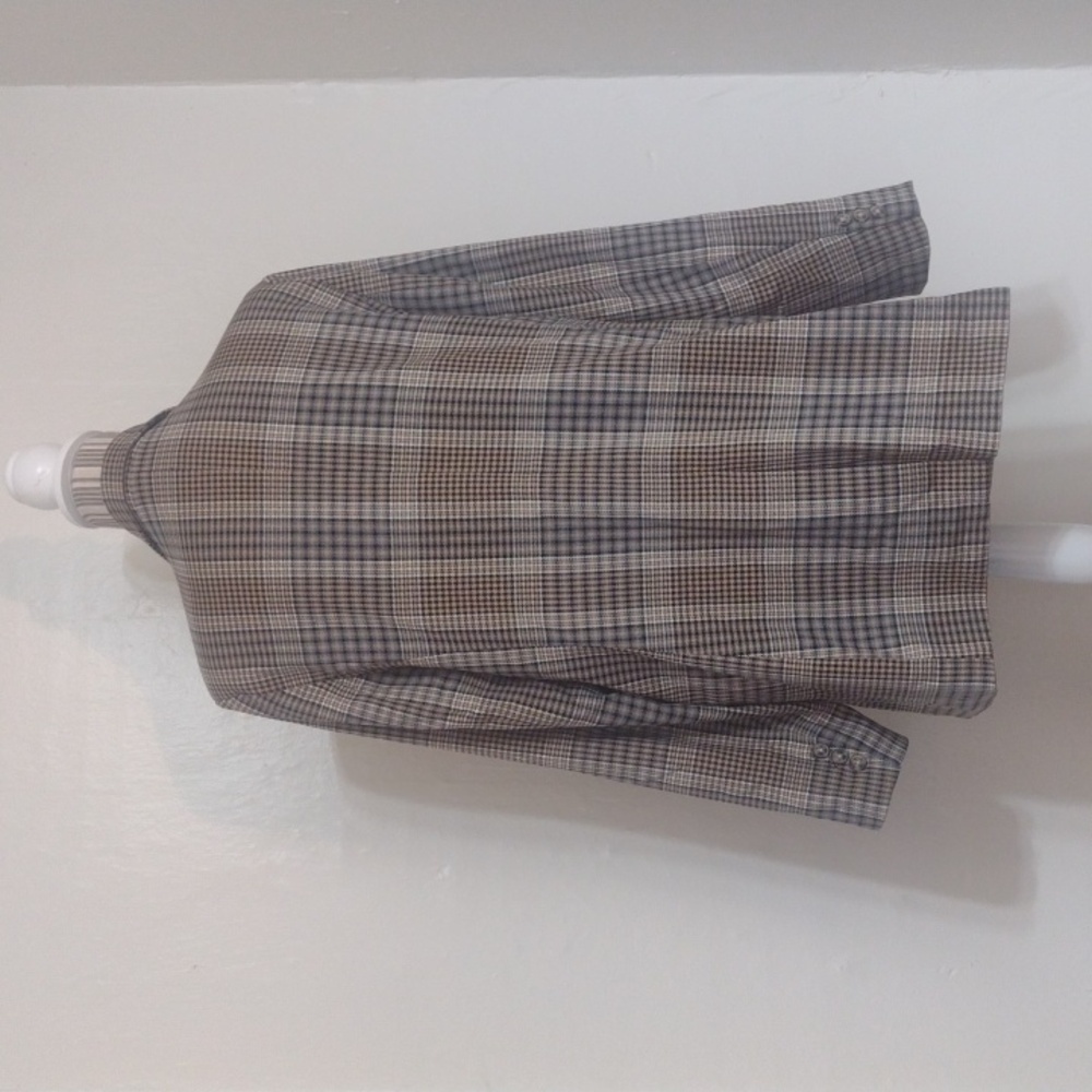 Marled Tan Houndstooth Plaid Long Single Button Blazer Jacket Size XL - Picture 3 of 12